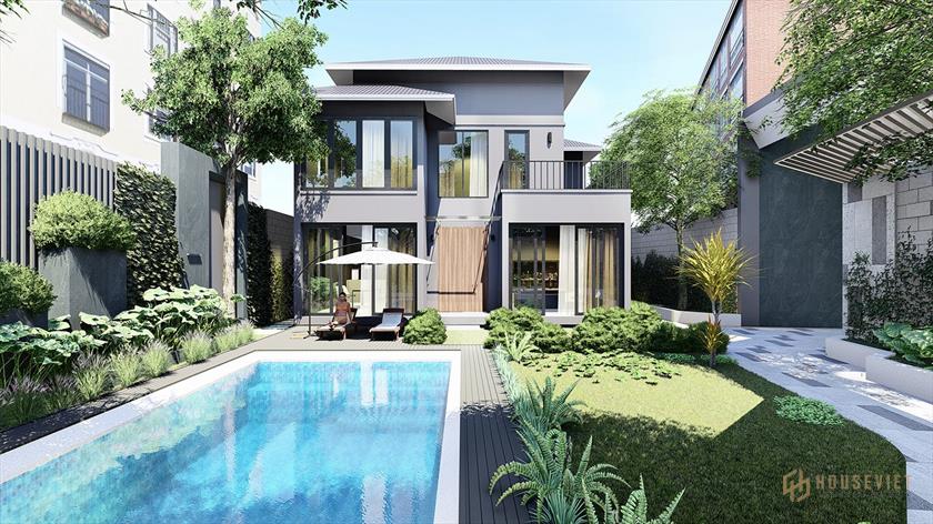 Biệt thự sang trọng có sân vườn trên 2 tầng