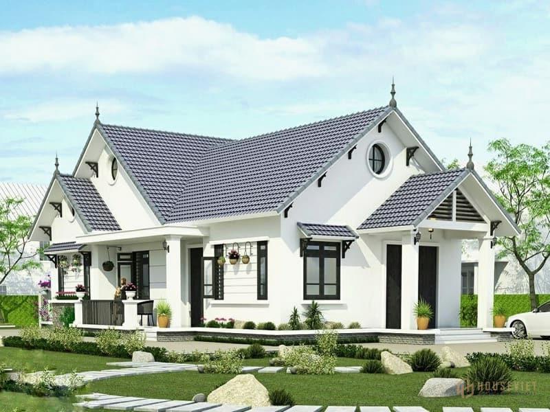 Mẫu biệt thự mái thái sân vườn mái thái
