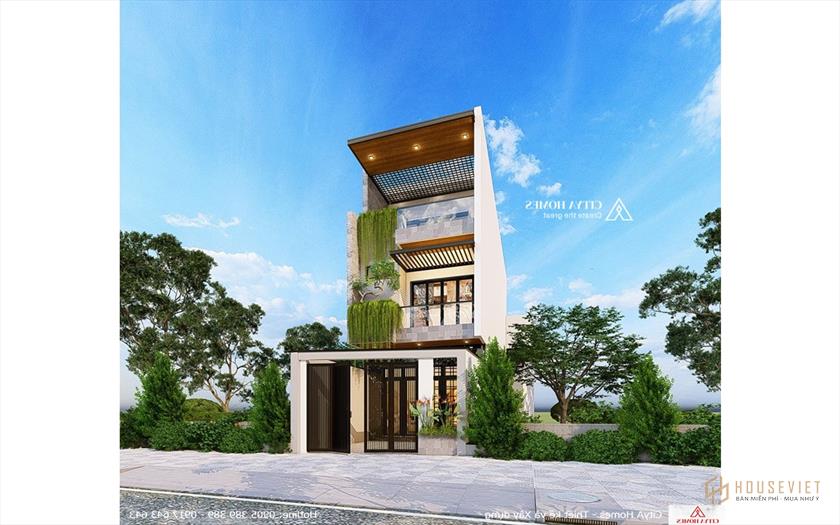 Mặt tiền nhà 2 tầng đẹp ấn tượng