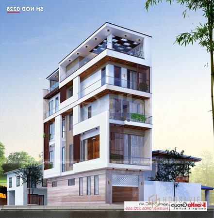 Trực tiếp  Mẫu thiết kế nhà phố 5 tầng hiện đại tại Hải Phòng
