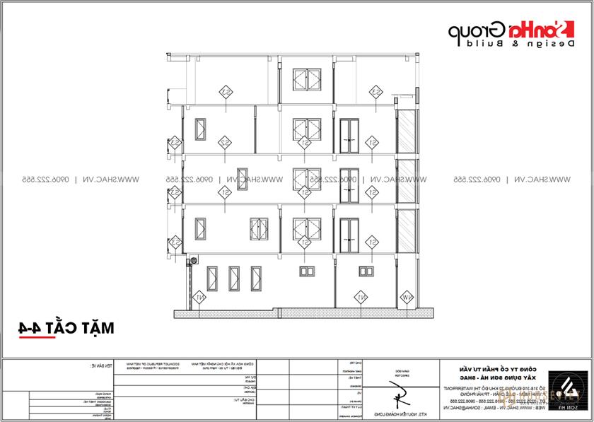 Trực tiếp  Mặt cắt 4-4 nhà phố mặt tiền 5m tại Hải Phòng