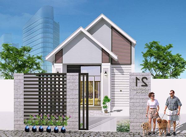 Mẫu mặt tiền nhà ống sử dụng kiểu mái giật cấp hiện đại, tinh tế đến từng chi tiết