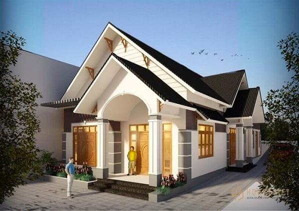 Mặt tiền nhà phố mái thái sử dụng màu sắc ấn tượng, cuốn hút