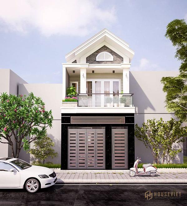 Mặt tiền nhà phố đẹp kết hợp mái thái tạo điểm nhấn độc đáo trong kiến trúc