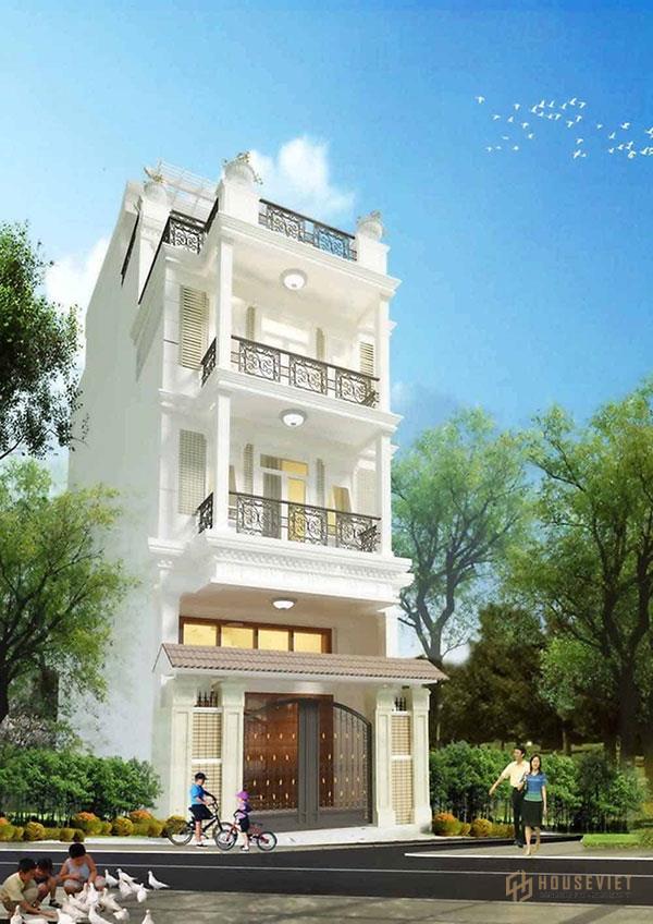 Mẫu nhà phố mặt tiền 5m đẹp, hiện đại tạo nên sức hấp dẫn đặc trưng