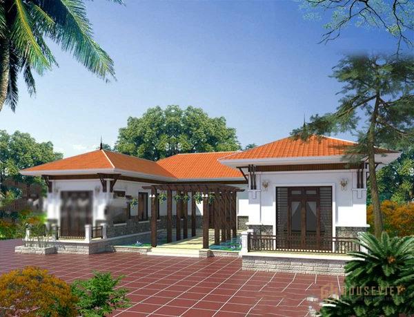 mẫu nhà cấp 4 chữ u