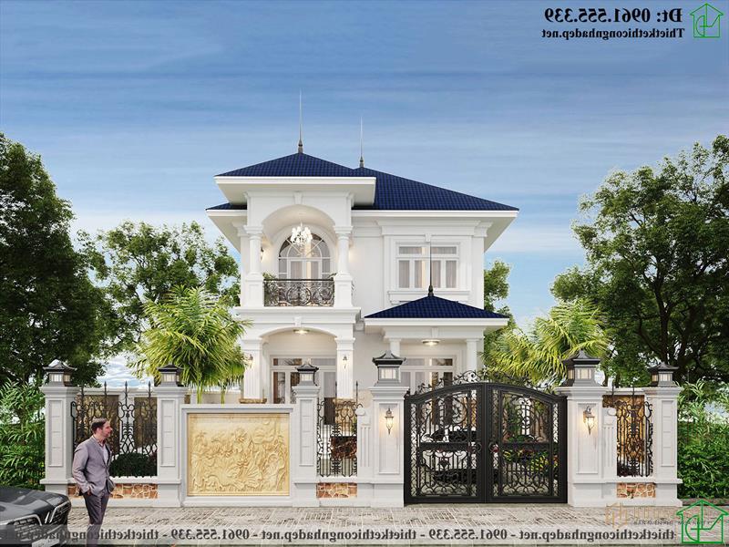 Biệt thự 2 tầng tân cổ điển mái thái 9x17m ở Vĩnh Phúc NDBT2T123