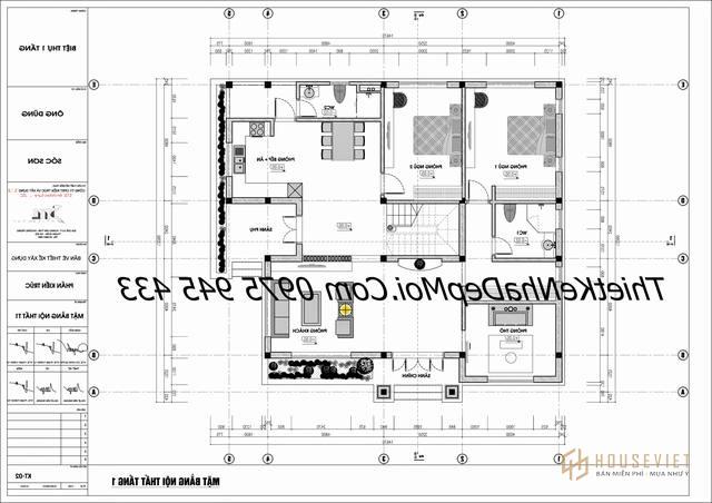 Bản vẽ nhà gác xép 5 phòng ngủ