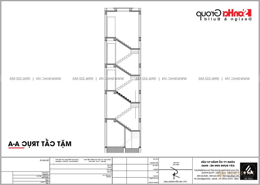 Mẫu thiết kế nhà phố tân cổ điển 5 tầng tinh tế và sang trọng tại Hải Phòng - SH NOP 0217 4 Mặt cắt trục AA trong thiết kế nhà phố tân cổ điển sang trọng tại Hải Phòng