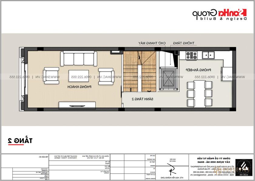 Mẫu thiết kế nhà phố tân cổ điển 5 tầng tinh tế và sang trọng tại Hải Phòng - SH NOP 0217 7 Công năng sử dụng tầng 2 mẫu thiết kế nhà phố tân cổ điển tại Hải Phòng
