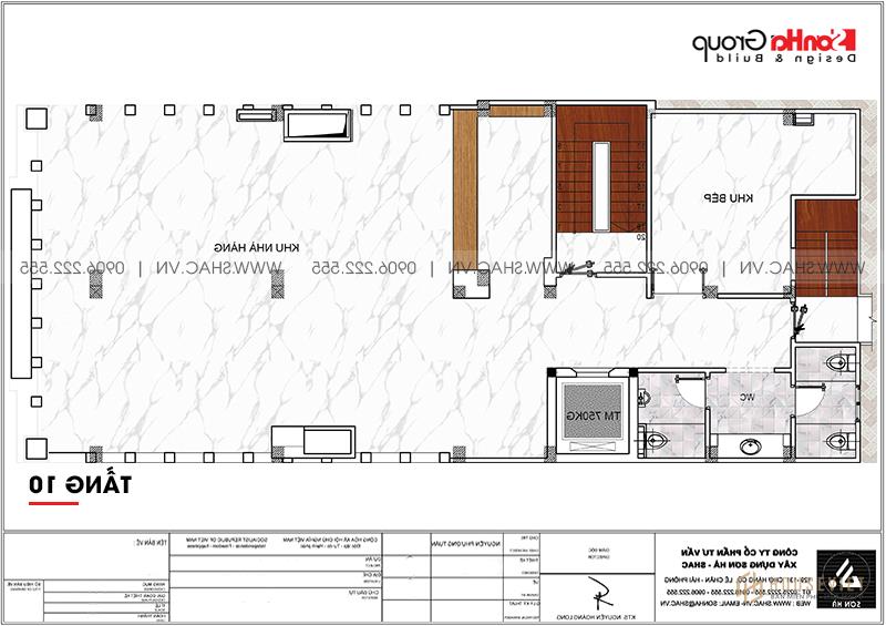 Mẫu khách sạn 3 sao tân cổ điển tối ưu công năng tại Hải Phòng - SH KS 0088 7 Mặt bằng công năng tối ưu tầng 10 khách sạn tân cổ điển tại Hải Phòng