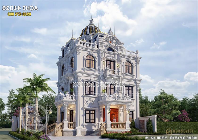 Mẫu thiết kế nhà 4 tầng tân cổ điển đẹp 100m2 tại Thái Bình - ACHI 41026 Mẫu thiết kế nhà 4 tầng tân cổ điển đẹp 100m2 tại Thái Bình - ACHI 41026