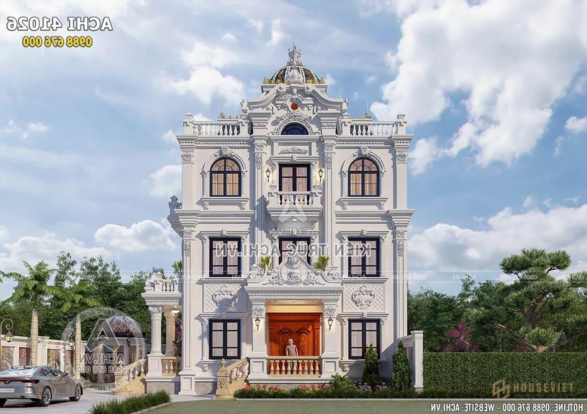 Mặt tiền mẫu biệt thự tân cổ điển 4 tầng 100m2 đẹp Mặt tiền mẫu biệt thự tân cổ điển 4 tầng 100m2 đẹp