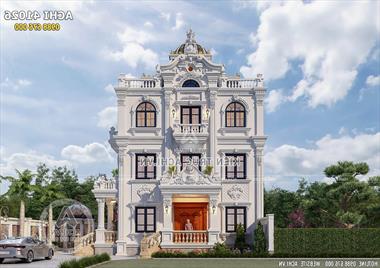 Mẫu thiết kế nhà 4 tầng tân cổ điển đẹp 100m2 tại Thái Bình - ACHI 41026