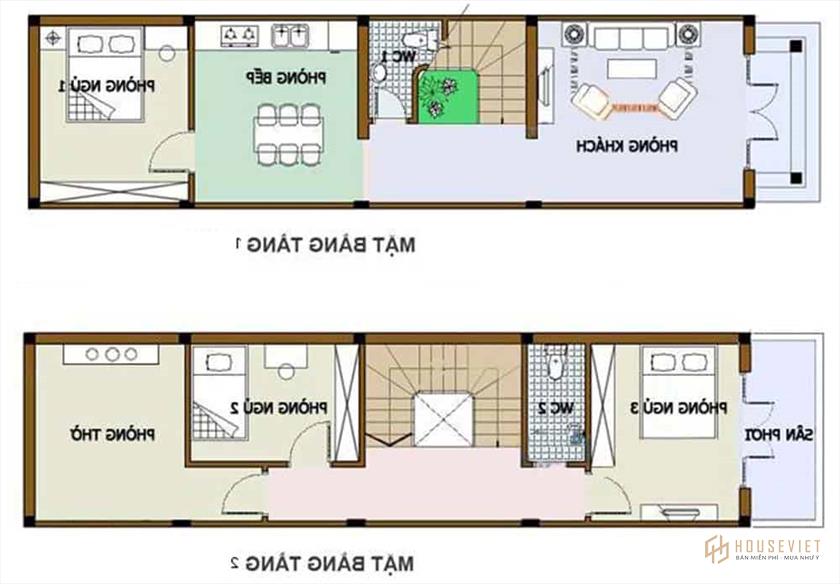 Bản vẽ mặt bằng mẫu nhà ống cấp 4 50m2 Bản vẽ mặt bằng mẫu nhà ống cấp 4 50m2