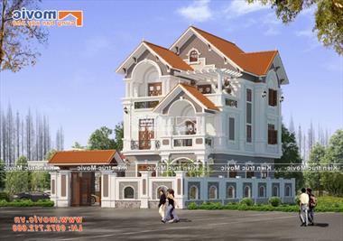 Mẫu biệt thự tân cổ điển 3 tầng mái thái mặt tiền 8m - MB1806