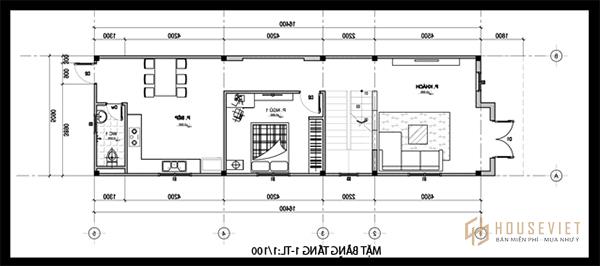 Bản vẽ thiết kế nhà 50m2 1 tầng 1 phòng ngủ