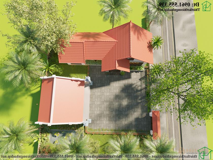 Phối cảnh tổng thể nhà thờ họ 8x8m NDNTH21