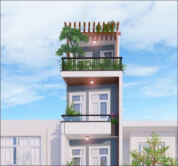 Nhà 3 tầng 1 tum hình tam giác