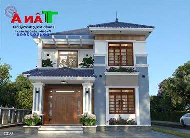 Mẫu nhà mái thái 2 tầng hiện đại đơn giản tại Ninh Bình MS: CC226