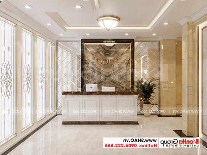 Thiết kế cải tạo khách sạn tân cổ điển 3 sao tại Sài Gòn - SH KS 0087 3 Thiết kế nội thất quầy lễ tân khách sạn 3 sao tân cổ điển