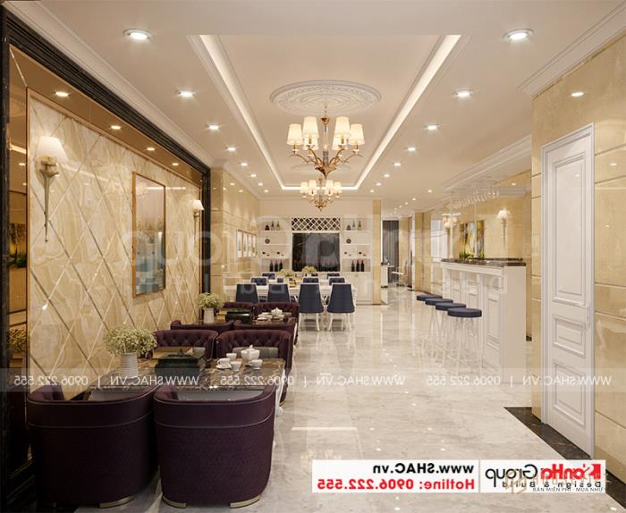 Thiết kế cải tạo khách sạn tân cổ điển 3 sao tại Sài Gòn - SH KS 0087 5 Không gian nội thất tầng 1 khách sạn tân cổ điển được bố trí hài hòa.