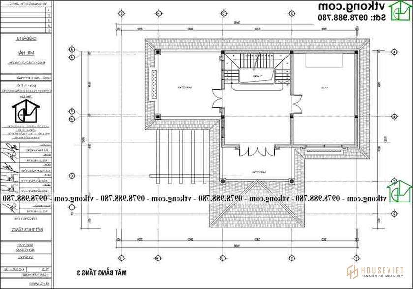 Công năng sử dụng tầng 3 của BT3T012.  người mẫu