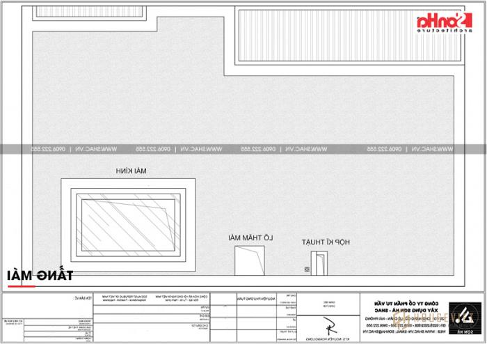 Bản vẽ mặt bằng nhà ống 3 tầng hiện đại mái thái diện tích 36m2 tại Hải Phòng