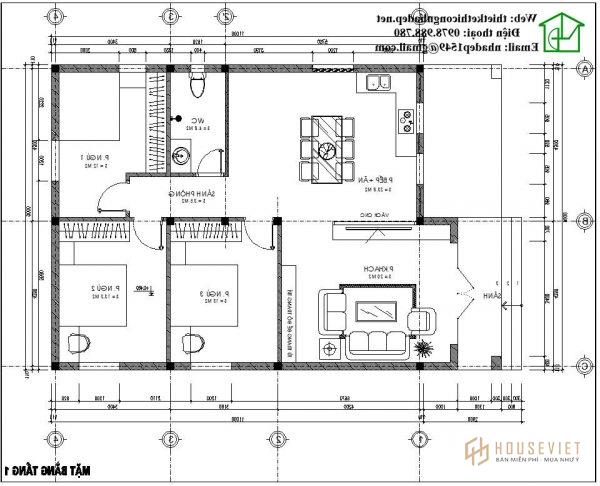 Phương án nội thất mẫu nhà mái xéo đẹp NDNC445