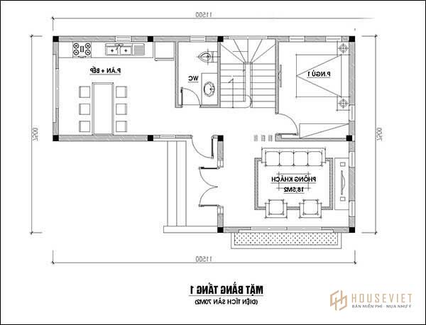 Mẫu nhà 2 tầng mặt tiền 7m mái thái