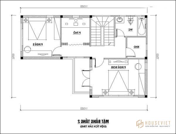 Mẫu nhà 2 tầng mặt tiền 7m mái thái