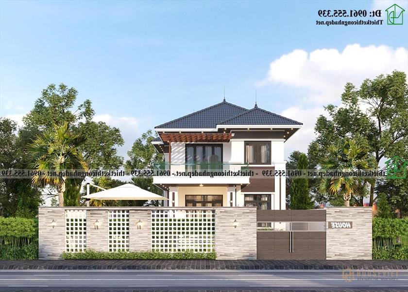 Mẫu Biệt Thự 2 Tầng Mái Nhật 8x14m Tại Thanh Hóa Ndbt2t138