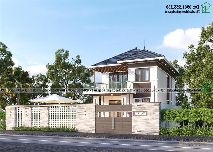 Mẫu Biệt Thự 2 Tầng Mái Nhật 8x14m Tại Thanh Hóa Ndbt2t138