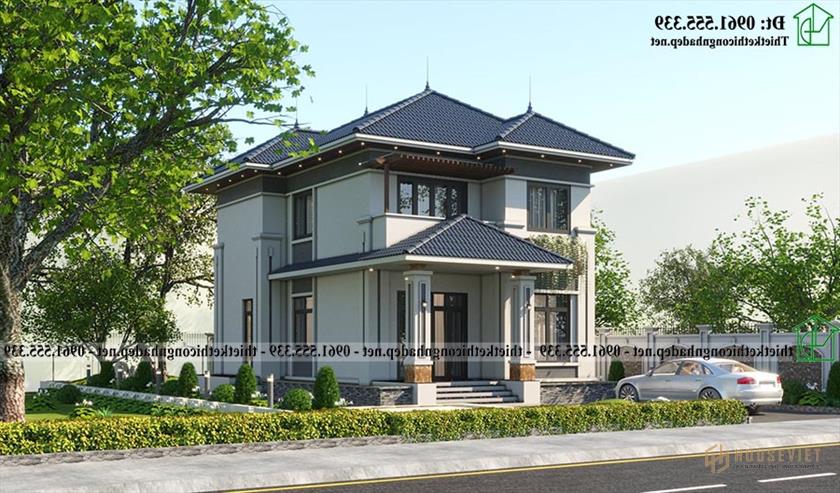 Mẫu Biệt Thự 2 Tầng Mái Nhật 8x14m Tại Thanh Hóa Ndbt2t138