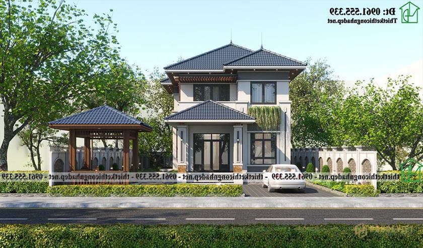 Mẫu Biệt Thự 2 Tầng Mái Nhật 8x14m Tại Thanh Hóa Ndbt2t138