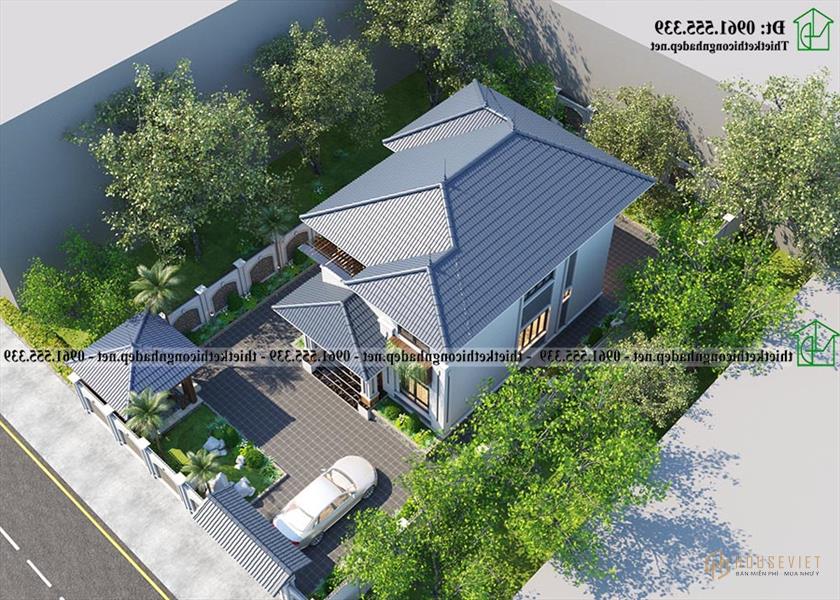 Mẫu Biệt Thự 2 Tầng Mái Nhật 8x14m Tại Thanh Hóa Ndbt2t138