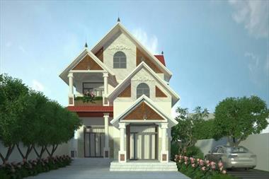 Bản vẽ xây nhà mái thái 2 tầng đơn giản 4 phòng ngủ anh Vinh