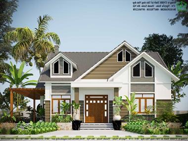 Mẫu nhà cấp 4 gác lửng mái thái 12x16m NDNC4124