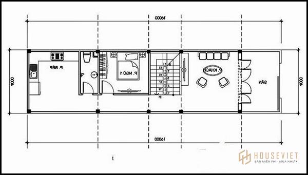 Bản vẽ thiết kế nhà 2 tầng 4 phòng ngủ với các phòng được bố trí khoa học.