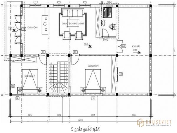 Tầng 2 của mẫu nhà cấp 4 4 phòng ngủ được gia chủ bố trí hiệu quả.
