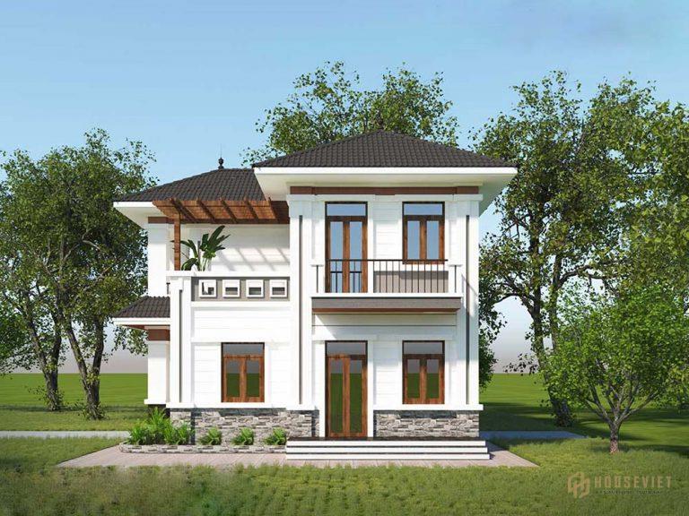 Mẫu nhà 2 tầng có phòng thờ tầng 1.