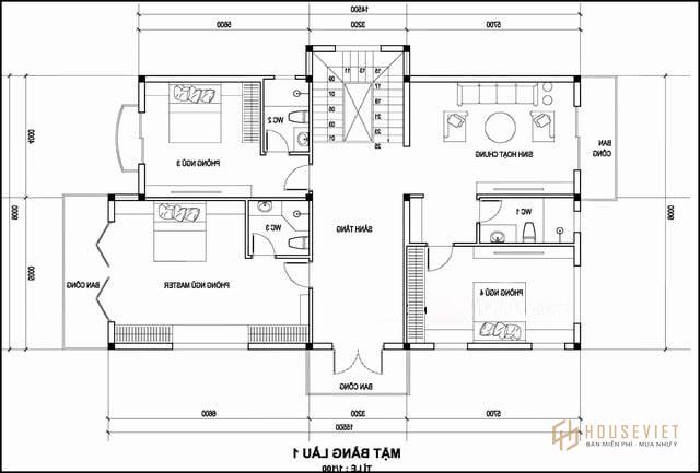 Mẫu nhà 2 tầng có phòng thờ tầng 1.