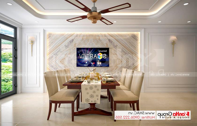 Phòng ăn thanh lịch trong nhà phố 4 tầng diện tích 72m2 tại Hải Dương 