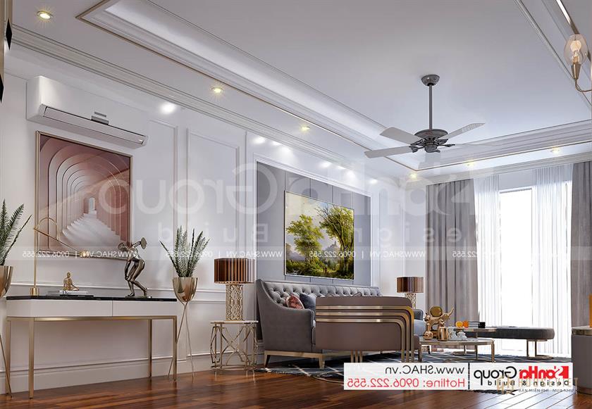 Phòng khách độc đáo và sang trọng trong thiết kế nhà đẹp tại Hải Dương 