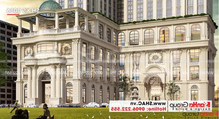 Khách sạn 5 sao phong cách tân cổ điển tại Nghệ An thiết kế hoàn hảo - SH KS 0086 22 Cận cảnh những đường nét mặt tiền đẹp của khách sạn 5 sao tân cổ điển Châu Âu
