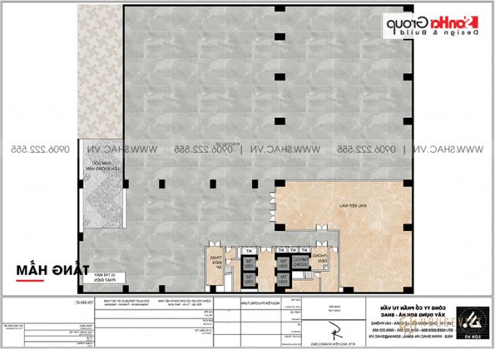 Khách sạn 5 sao phong cách tân cổ điển tại Nghệ An thiết kế hoàn hảo - SH KS 0086 23 Mặt bằng công năng tầng hầm khách sạn tân cổ điển tiêu chuẩn 5 sao tại Nghệ An