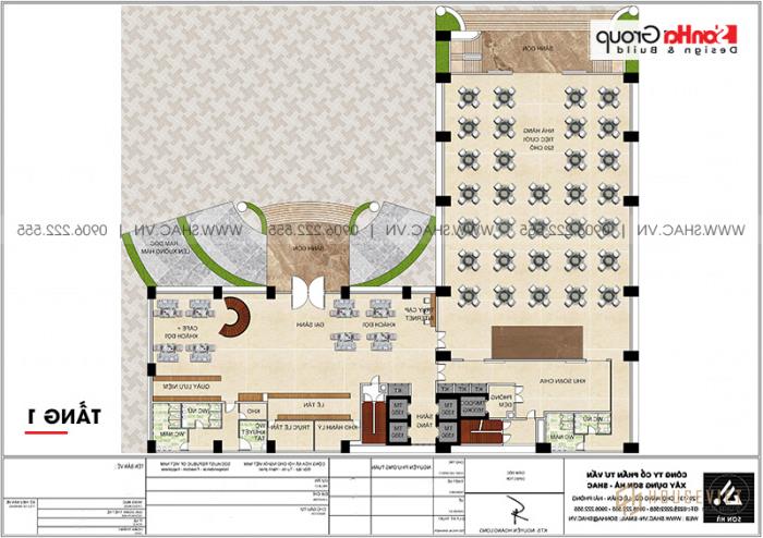 Khách sạn 5 sao phong cách tân cổ điển tại Nghệ An với thiết kế hoàn hảo - SH KS 0086 24 Mặt bằng công năng tầng 1 khách sạn 5 sao tân cổ điển tiêu chuẩn 5 sao tại Nghệ An