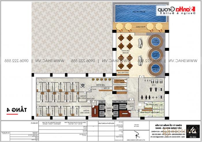 Khách sạn 5 sao phong cách tân cổ điển tại Nghệ An với thiết kế hoàn hảo - SH KS 0086 27 Mặt bằng công năng tầng 4 khách sạn 5 sao tân cổ điển tại Nghệ An