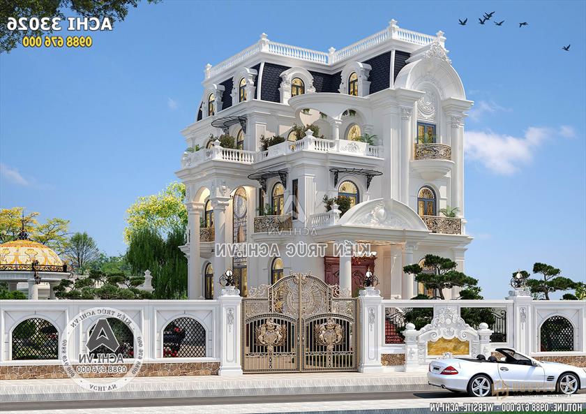Mẫu thiết kế nhà 4 tầng tân cổ điển đẹp mặt tiền 9m - ACHI 33026 Mẫu thiết kế nhà 4 tầng tân cổ điển đẹp mặt tiền 9m - ACHI 33026