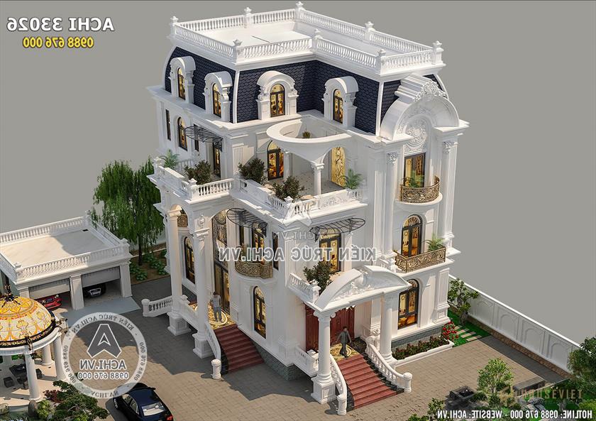 Mẫu thiết kế nhà 4 tầng tân cổ điển đẹp nhìn từ trên cao Mẫu thiết kế nhà 4 tầng tân cổ điển đẹp nhìn từ trên cao